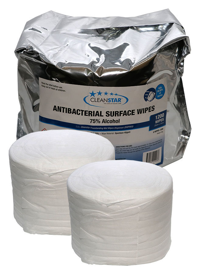 Cleanstar Antibacterial 75% ALCOHOL Surface Wet Wipes (1200 x 2-Pack) (2400 total wipes)
