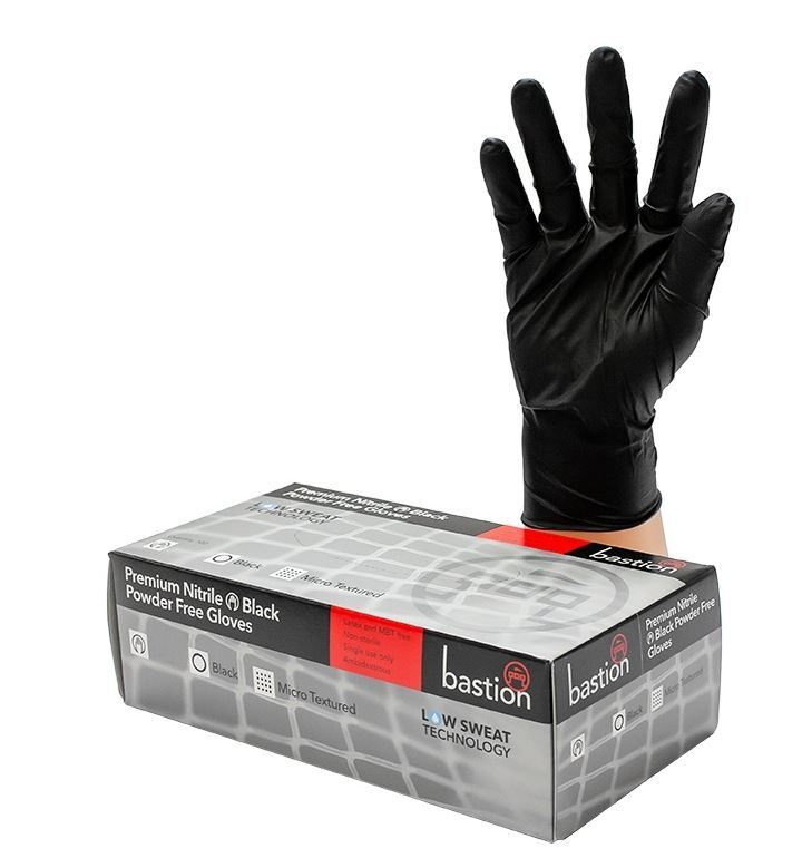 Bastion Premium Nitrile Black Gloves Large