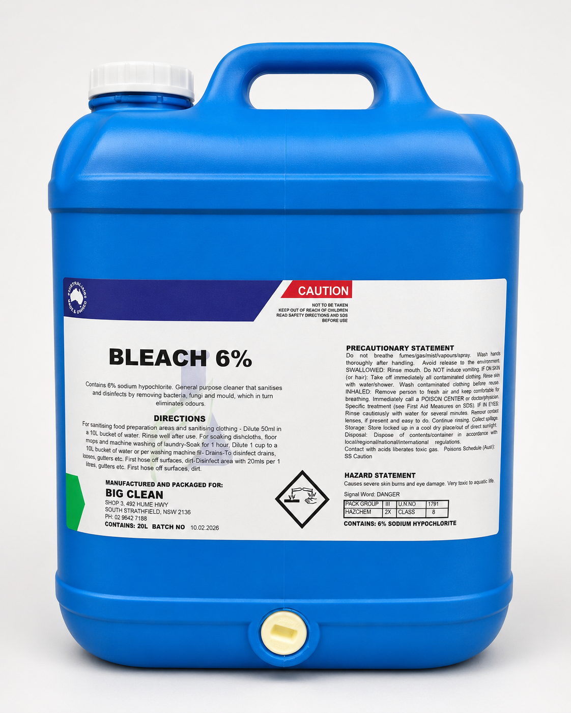 Bigclean Bleach 6percent 5L[Size: 5L]