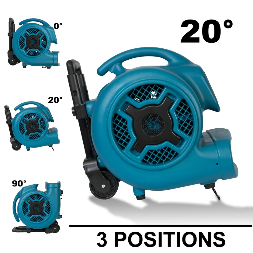 XpowerX-800HC AIR MOVER 1HP w/carpet clamp & luggage handle w/wheels