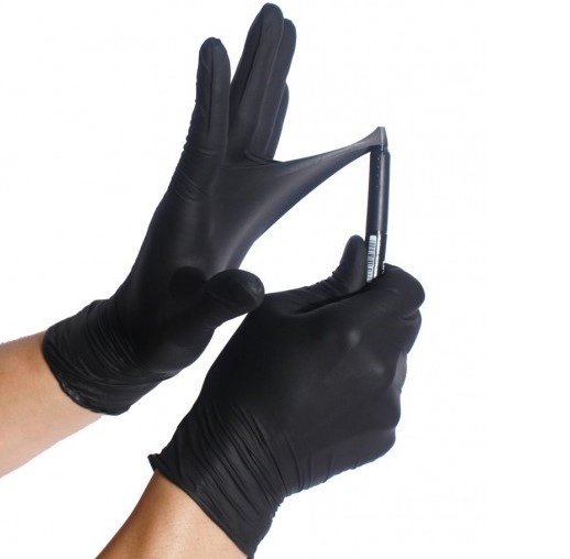 Apollo Black Nitrile Powder Free Disposable Gloves - Medium