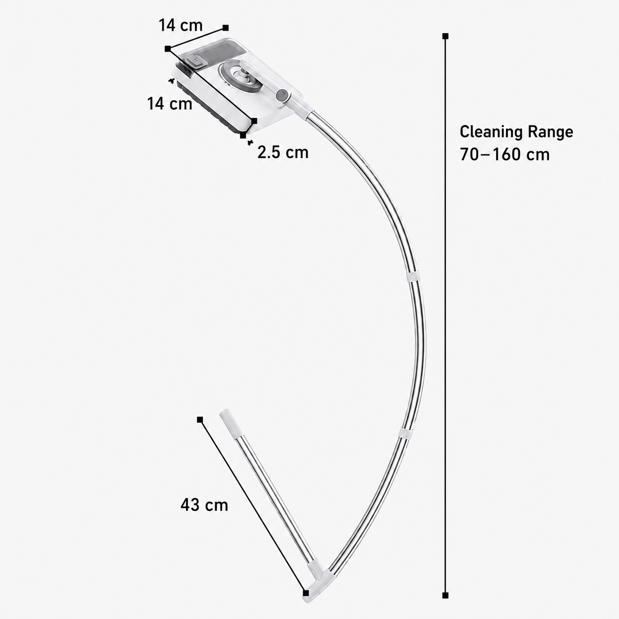Bigclean Extendable Curved Window Cleaning Brush - 130CM