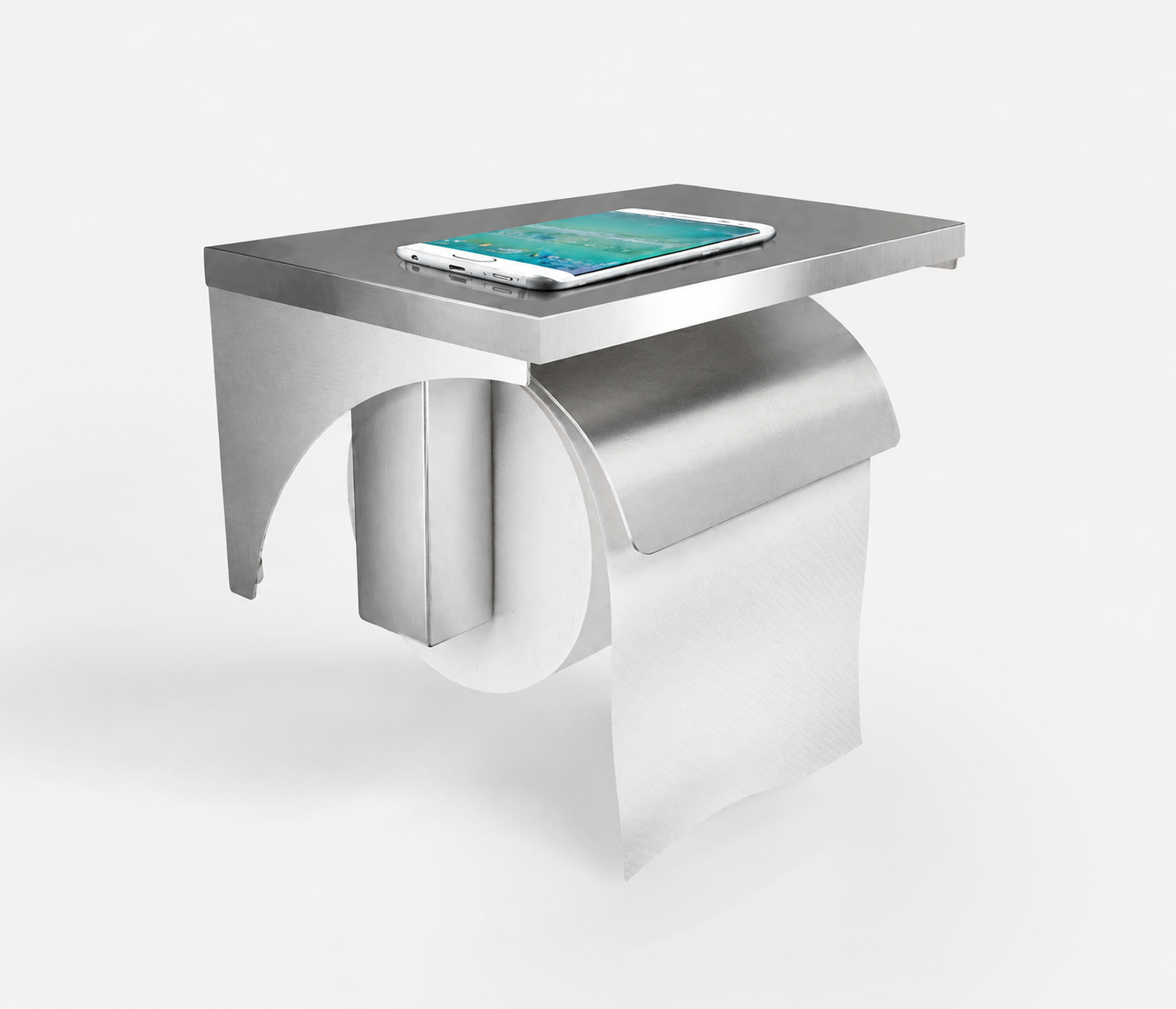 Dolphy Stainless Steel Toilet Roll Holder With Shelf