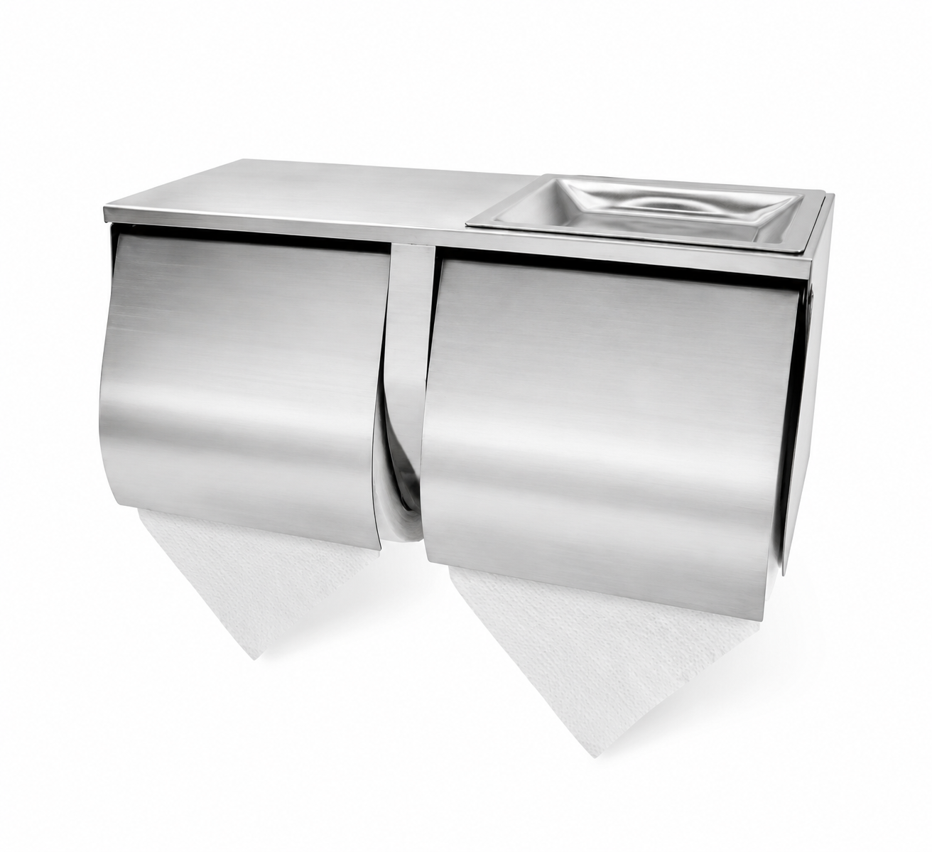 Dolphy Stainless Steel Double Toilet Roll Holder with Shelf