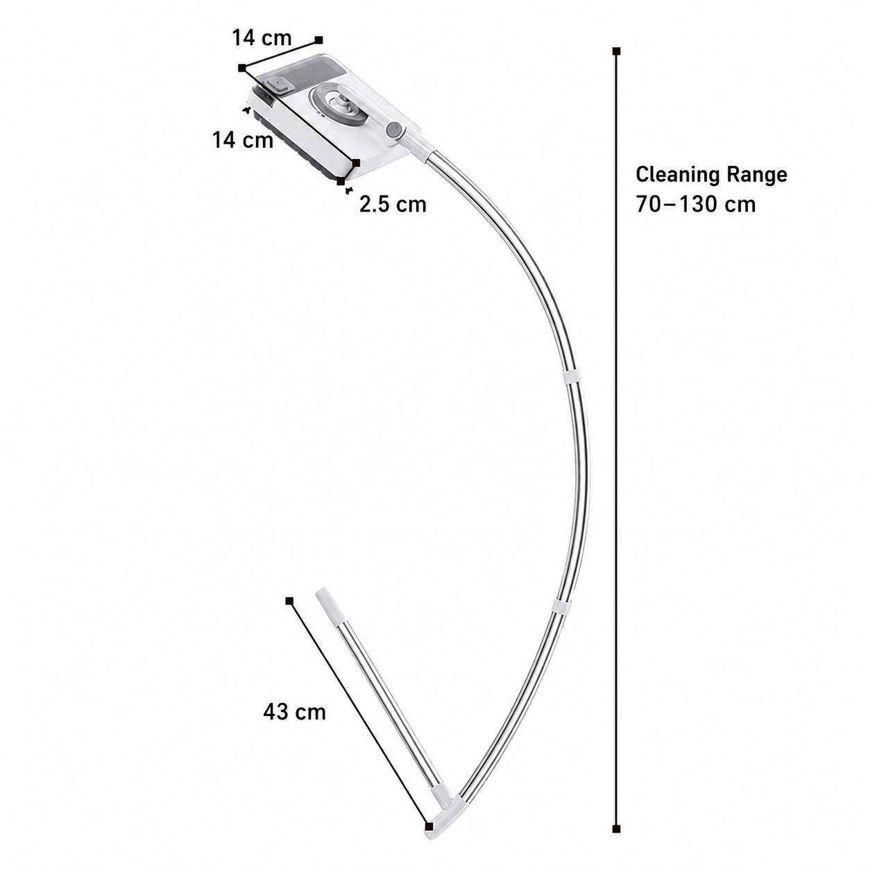 Bigclean Extendable Curved Window Cleaning Brush - 130CM