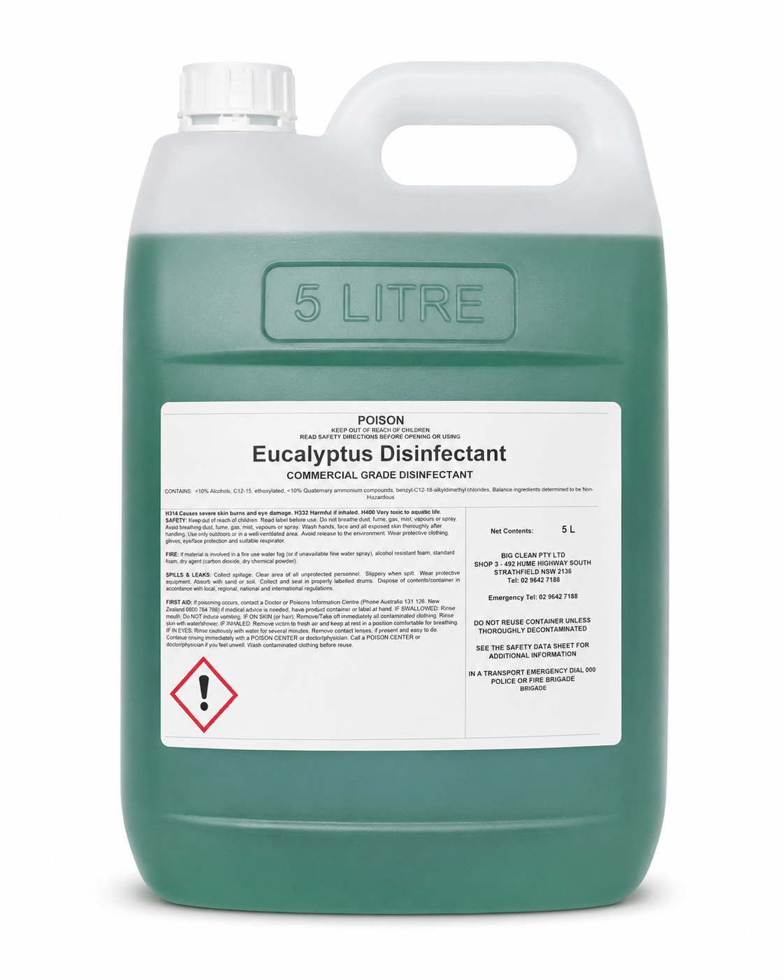 Bigclean Commercial Grade Eucalyptus Disinfectant - 5L