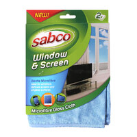 SABCO Window &amp; Screen Microfibre Cloths 2 PK