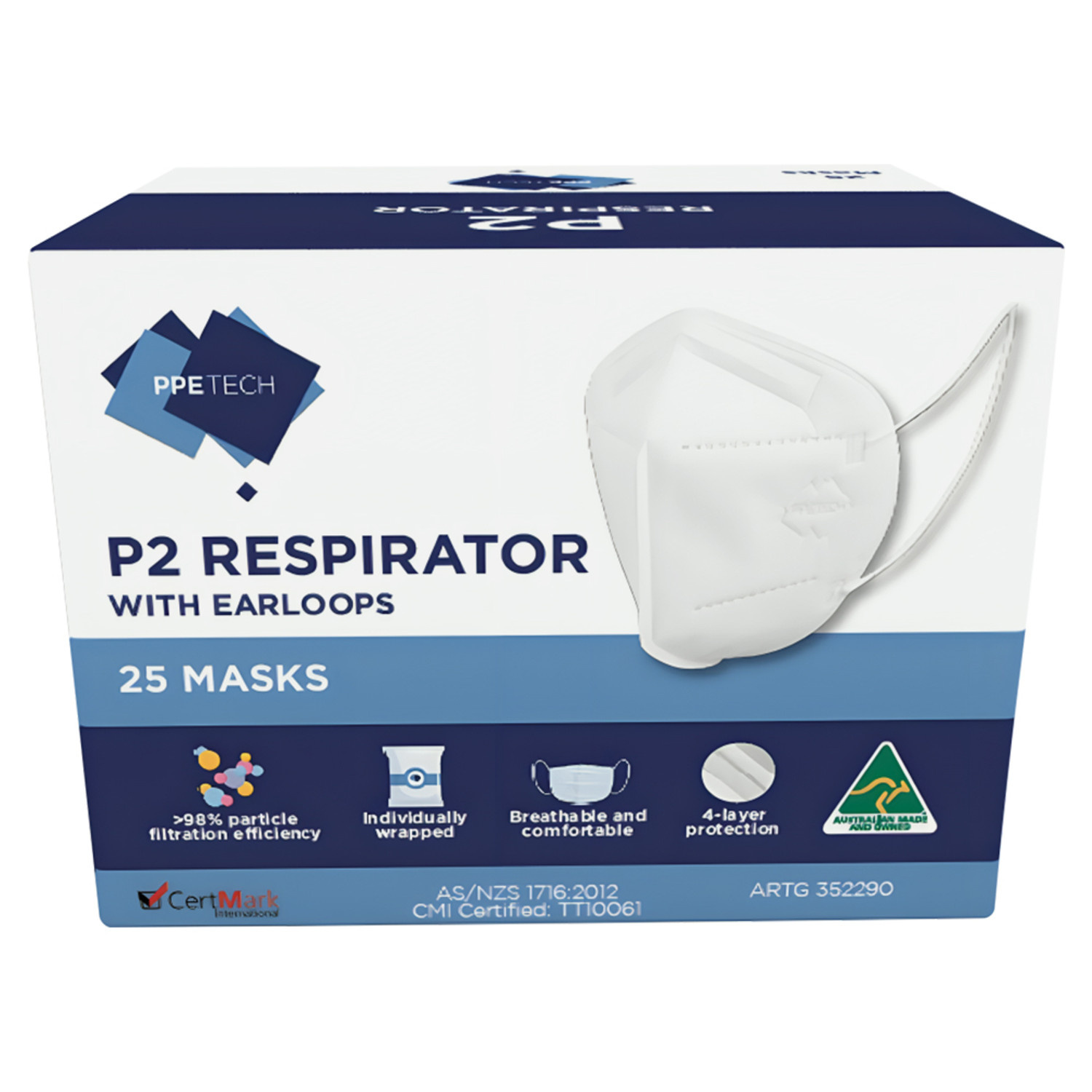 Ppetech P2 Respirator Kn95 25masks