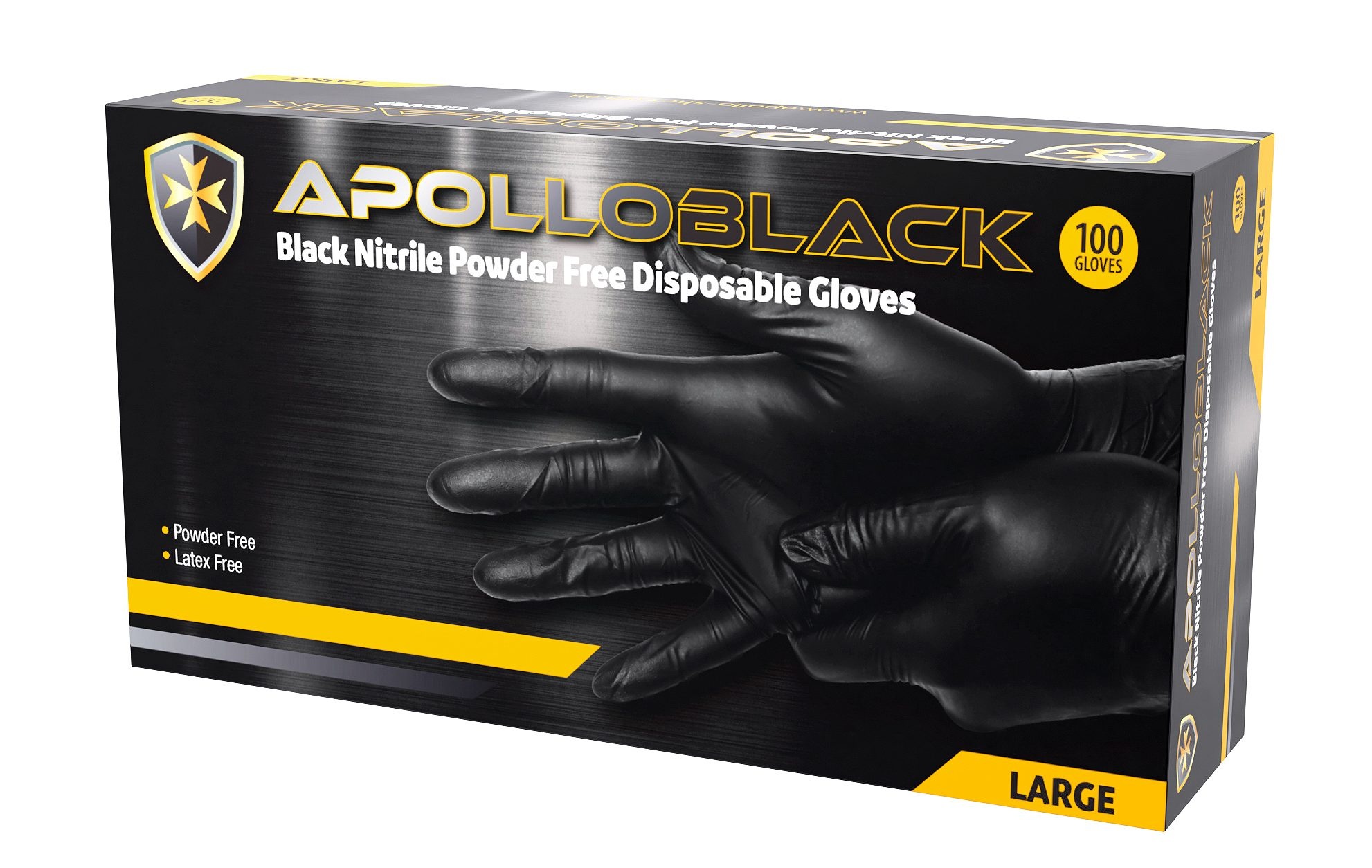 Apollo Black Nitrile Powder Free Disposable Gloves