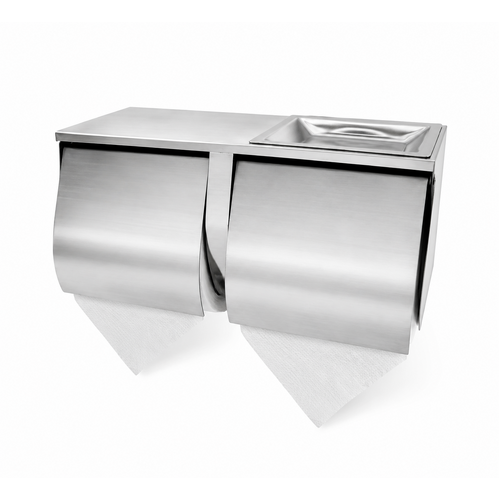 Dolphy Stainless Steel Double Toilet Roll Holder with Shelf