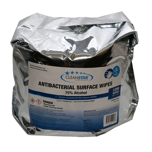 Cleanstar Antibacterial 75% ALCOHOL Surface Wet Wipes (1200 x 2-Pack) (2400 total wipes)