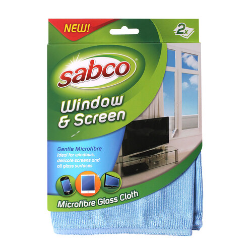 SABCO Window & Screen Microfibre Cloths 2 PK