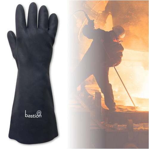 Bastion Salerno Black Neoprene 380mm Heat Resistant Gloves - 24 Pairs [Size: large]