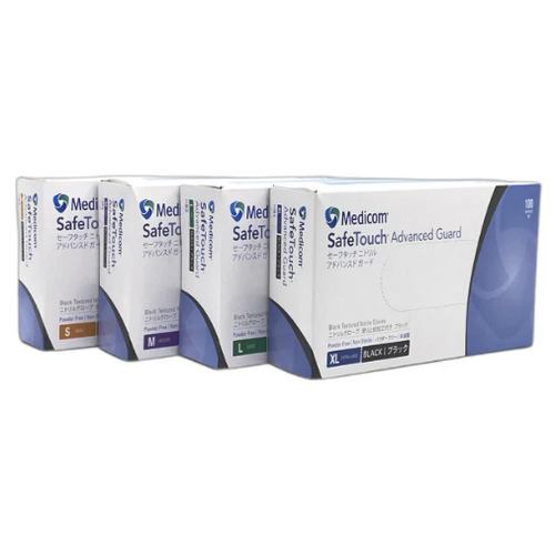Medicom Nitrile Powder free - Advanced Guard Gloves Black M [Size: small]